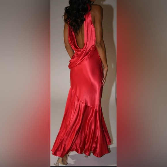 Meshki Dresses & Skirts - Meshki Ellison Satin Cowl Neck Gown in Red